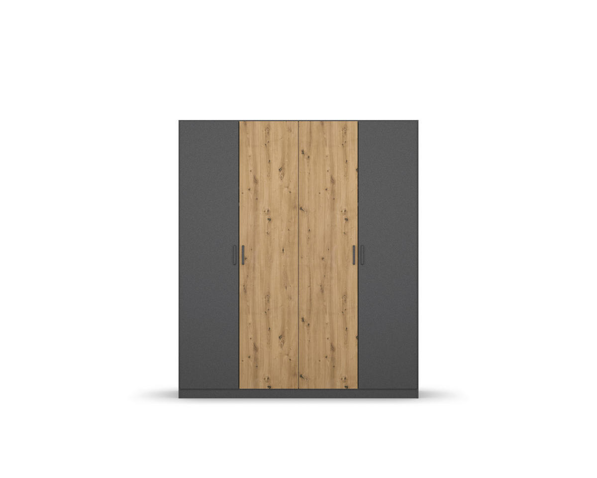 DREHTÜRENSCHRANK  in Grau, Eiche Artisan  - Eiche Artisan/Grau, MODERN, Holzwerkstoff/Kunststoff (181/210/54cm) - Rauch Möbel
