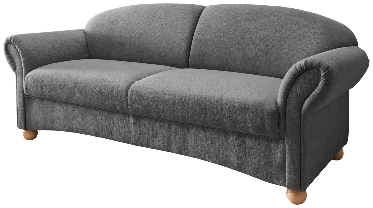 2,5-SITZER Mikrofaser Graubraun  - Wildeiche/Graubraun, KONVENTIONELL, Holz/Textil (198/84/80cm) - Livetastic