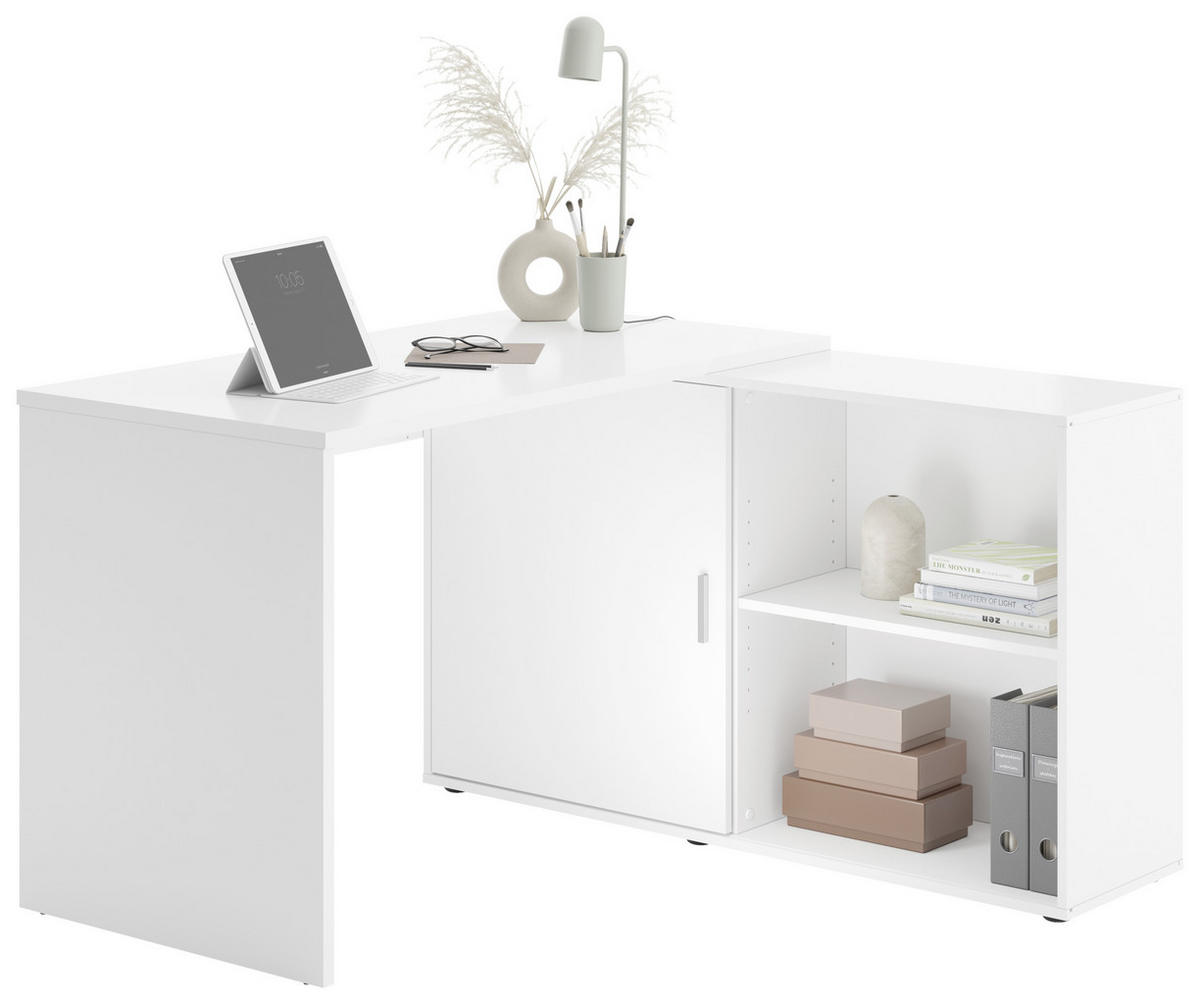 SCHREIBTISCHKOMBINATION Weiß  - Weiß, KONVENTIONELL, Holzwerkstoff (118/124/75cm) - MID.YOU