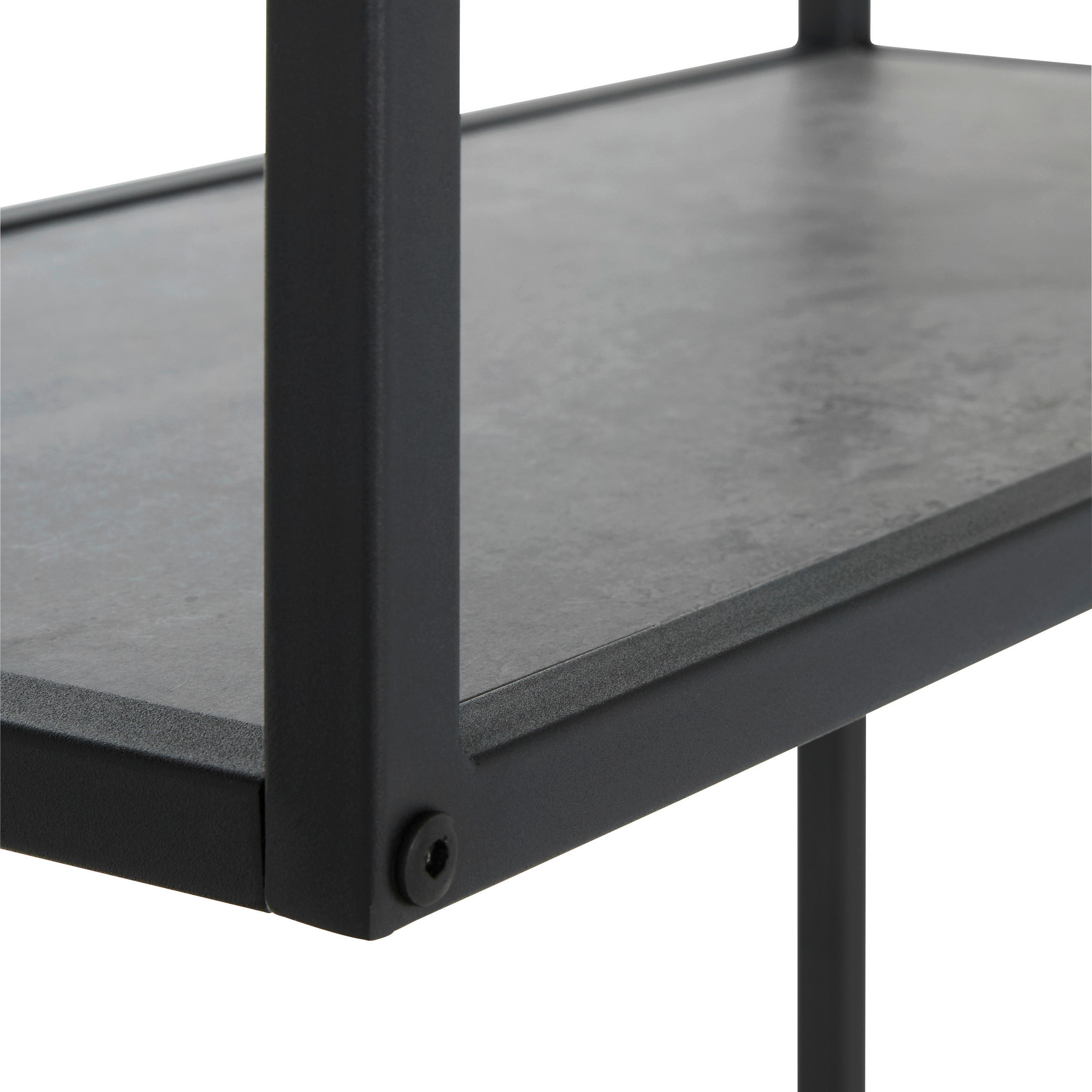 Thumbnail - Mid.you Regal, Grau, Schwarz, Holzwerkstoff, Betonoptik, 5 Fächer, 100x200x32 cm, Wohnzimmer, Regale, Bücherregale