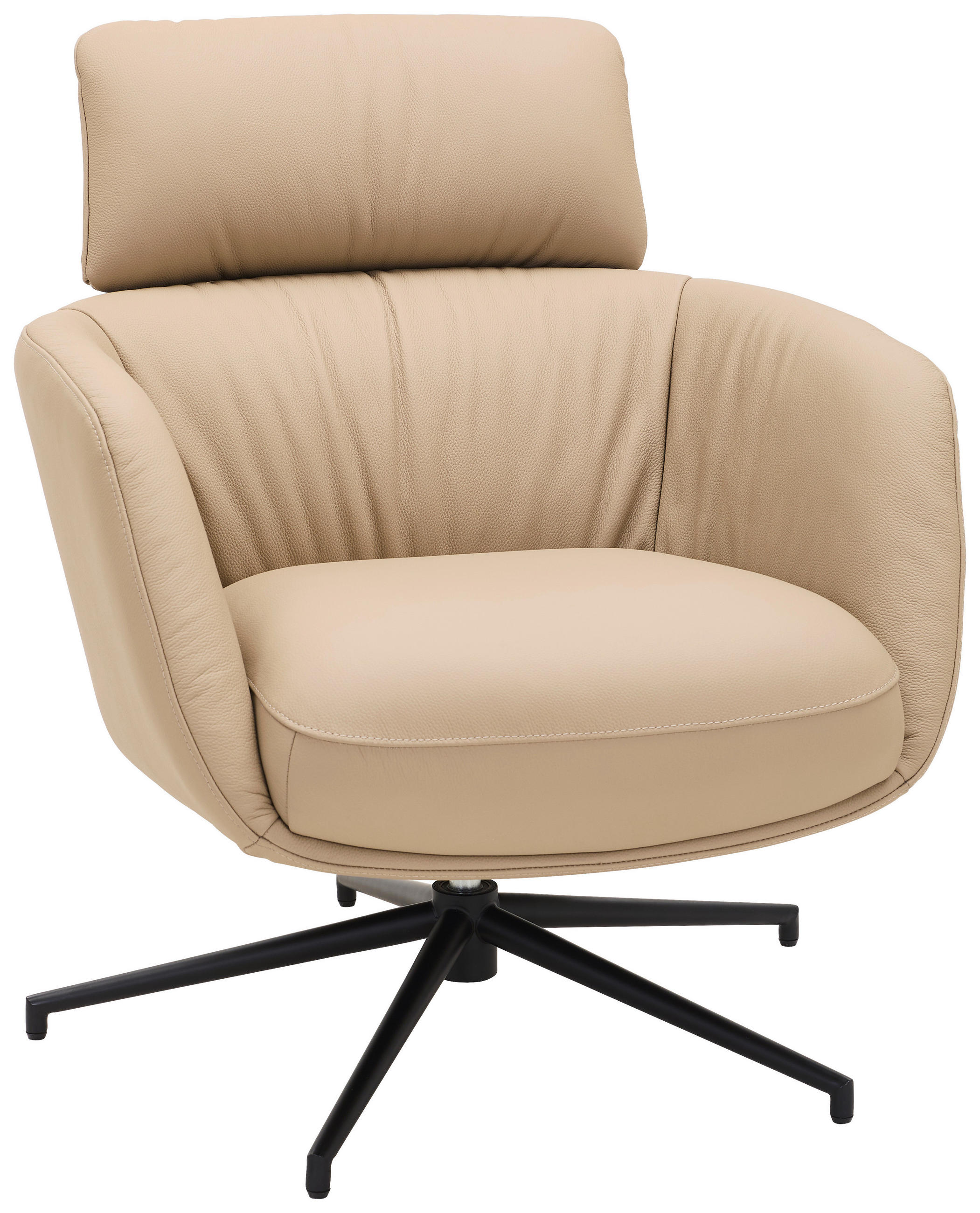 RELAXSESSEL Echtleder    - Hellbraun/Schwarz, Design, Leder/Metall (73/86/83cm) - Dieter Knoll