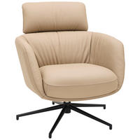 RELAXSESSEL Echtleder    - Hellbraun/Schwarz, Design, Leder/Metall (73/86/83cm) - Dieter Knoll