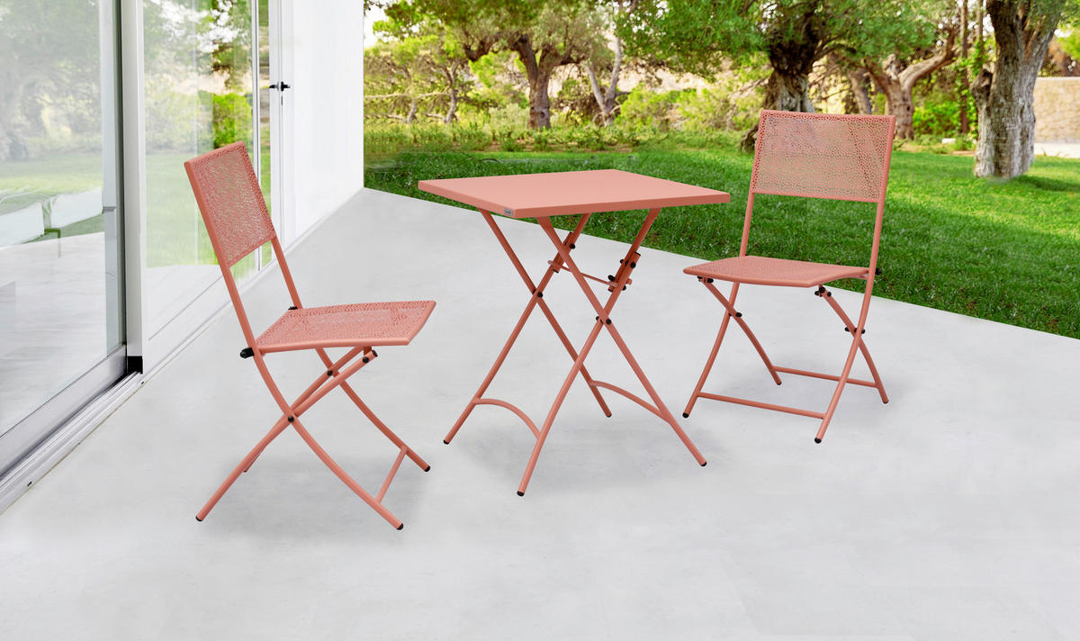 BALKONSET Rosa 3-teilig  - Rosa, ROMANTIK / LANDHAUS, Metall - Ambia Garden