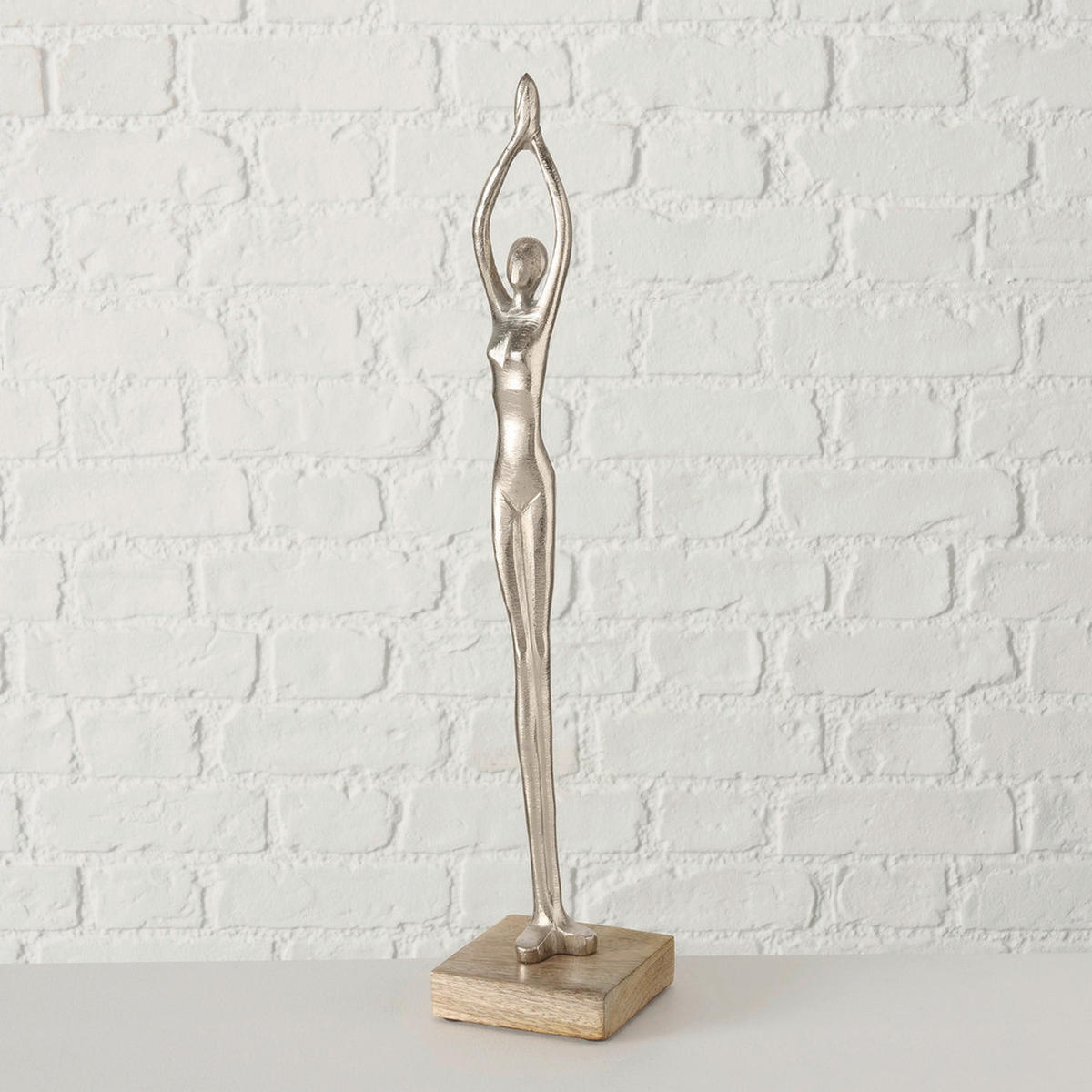 SKULPTUR - silver/naturfärgad, Basics, metall/trä (10/10/52cm)