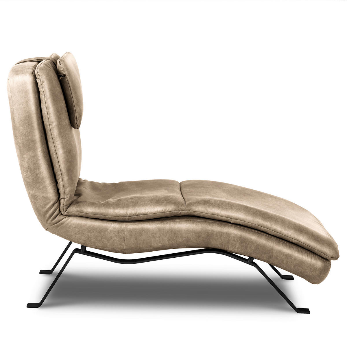 RELAXLIEGE Echtleder Creme  - Creme/Schwarz, Design, Leder/Metall (65/95/171cm) - Celina Home