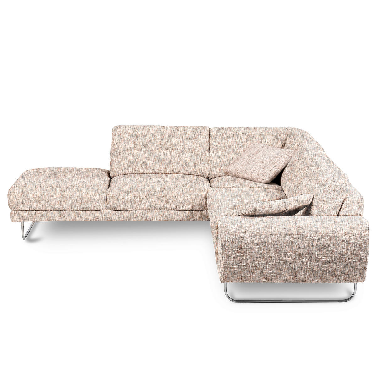 ECKSOFA 250/273 cm SPRING in Webstoff Blau, Gelb, Rot, Weiß Zierkissen  250/273 cm  - Chromfarben/Blau, Design, Textil/Metall (250/273cm) - Livetastic