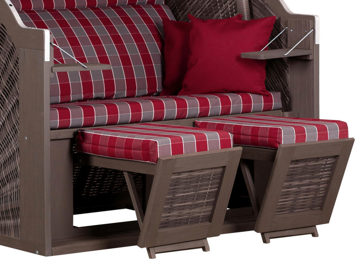 STRANDKORB - Rot/Grau, Basics, Holz/Textil (130/160/80cm)