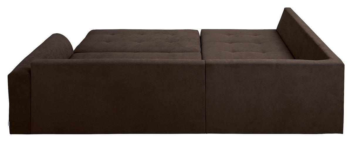 ECKSOFA inkl. Hocker Ariella in Mikrofaser Graubraun  161/231 cm  - Graubraun/Naturfarben, Design, Holz/Textil (161/231cm) - Livetastic