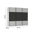 SCHWEBETÜRENSCHRANK 271/223/68 cm 3-türig Graphitfarben, Grau  - Schwarz/Graphitfarben, KONVENTIONELL, Holzwerkstoff/Metall (271/223/68cm) - Novel