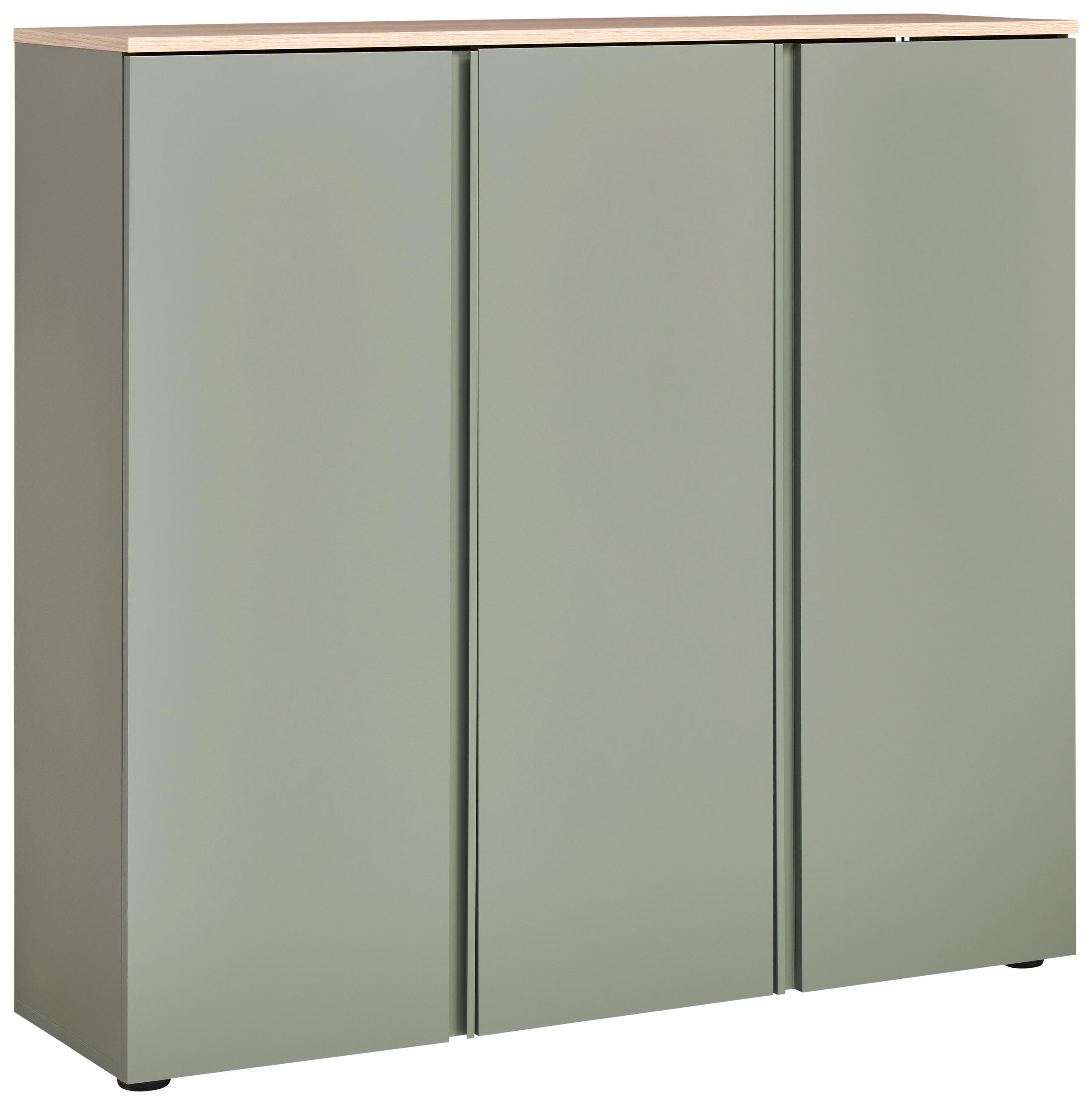 SCHUHSCHRANK Grün, Eichefarben  - Eichefarben/Schwarz, Design, Holzwerkstoff/Kunststoff (120,3/113,2/34cm) - Voleo