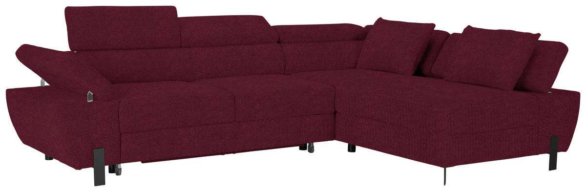 HÖRNSOFFA i vävt tyg bordeaux  - bordeaux/svart, Modern, metall/trämaterial (277/90/189cm) - MID.YOU