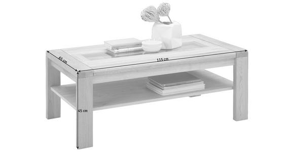 COUCHTISCH in Glas, Holz 115/65/45 cm - Eichefarben, KONVENTIONELL, Glas/Holz (115/65/45cm) - Valnatura