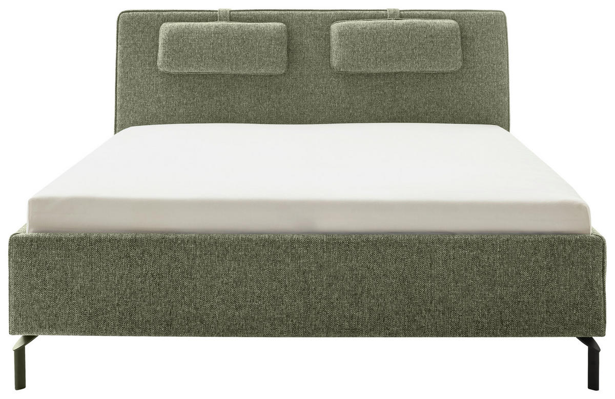POLSTERBETT MADRID Lattenrost, Bettkasten 180/200 cm  in Olivgrün  - Birkefarben/Buchefarben, Design, Holz/Textil (180/200cm) - Schöner Wohnen