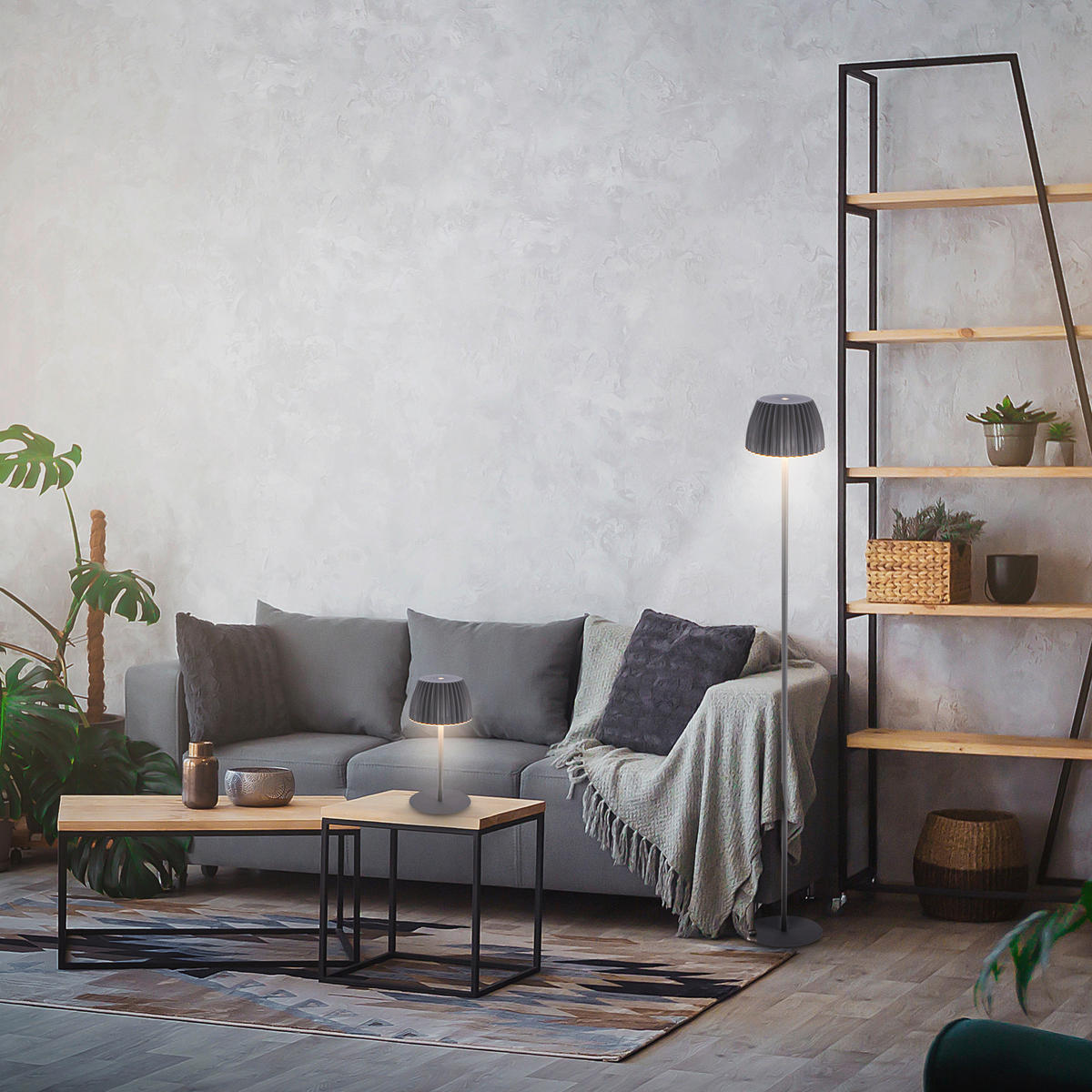 AKKU-STEHLEUCHTE 19/123,5 cm    - Schwarz, Basics, Kunststoff/Metall (19/123,5cm)