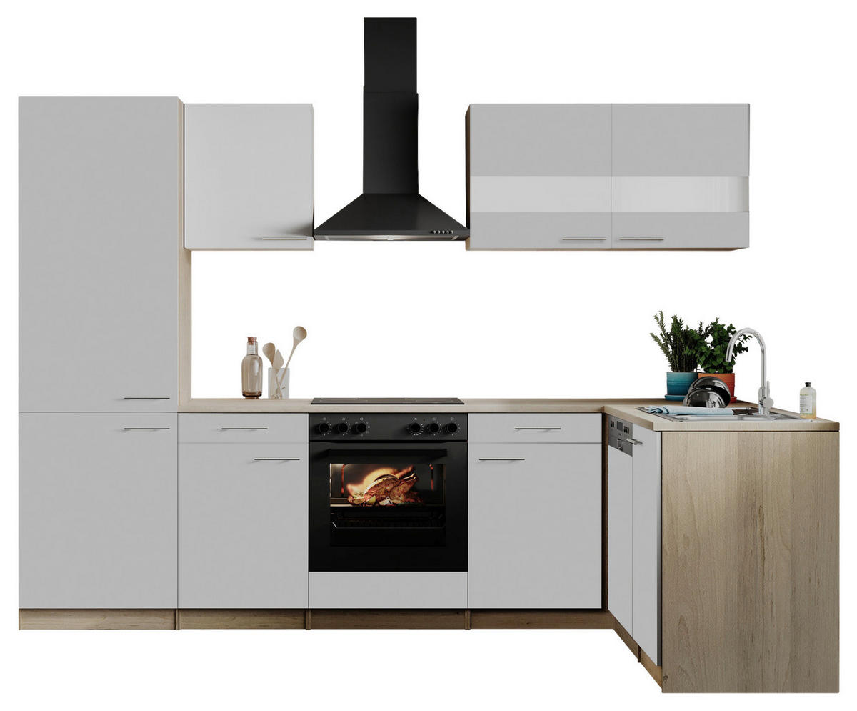 HÖRNKÖK 280/172 cm  i vit  - stålfärgad/vit, Basics, metall/trämaterial (280/172cm) - Respekta