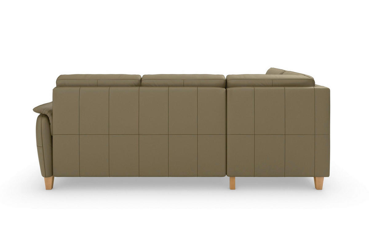 ROHOVÁ SEDAČKA, koža, olivovozelená - olivovozelená/farba duba, Basics, koža/drevo (212/236cm) - Sit & More