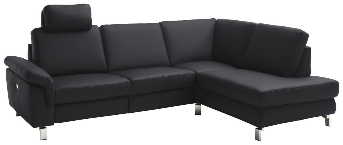 ECKSOFA in Echtleder Dunkelgrau, Fango  - Chromfarben/Fango, Design, Leder/Metall (271/200cm) - Pure Home Lifestyle