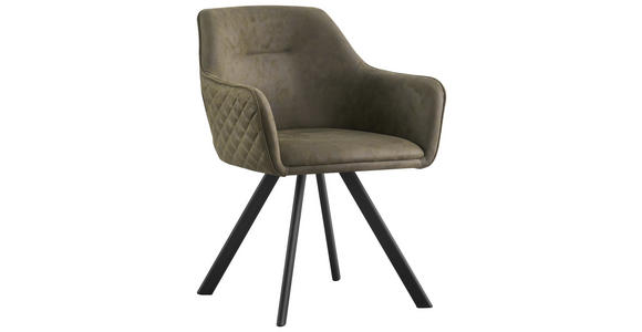 ARMLEHNSTUHL  Stoffauswahl, Sitzfläche 180° drehbar Mikrofaser  - Schwarz/Grün, Design, Textil/Metall (58,5/78,5/60cm) - Hom`in