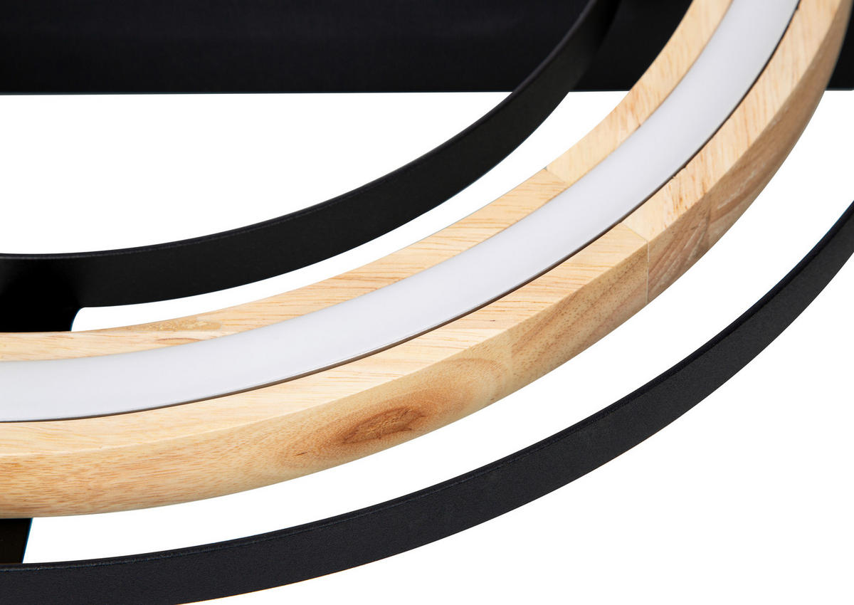 LED-DECKENLEUCHTE Rilas 47/7 cm   - Hellbraun/Schwarz, Basics, Holz/Metall (47/7cm)