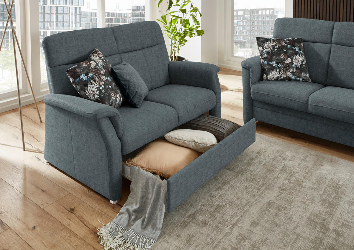 SITZGARNITUR Flachgewebe Grau  - Alufarben/Grau, Konventionell, Textil/Metall (142-194/100/89cm) - Beldomo Comfort