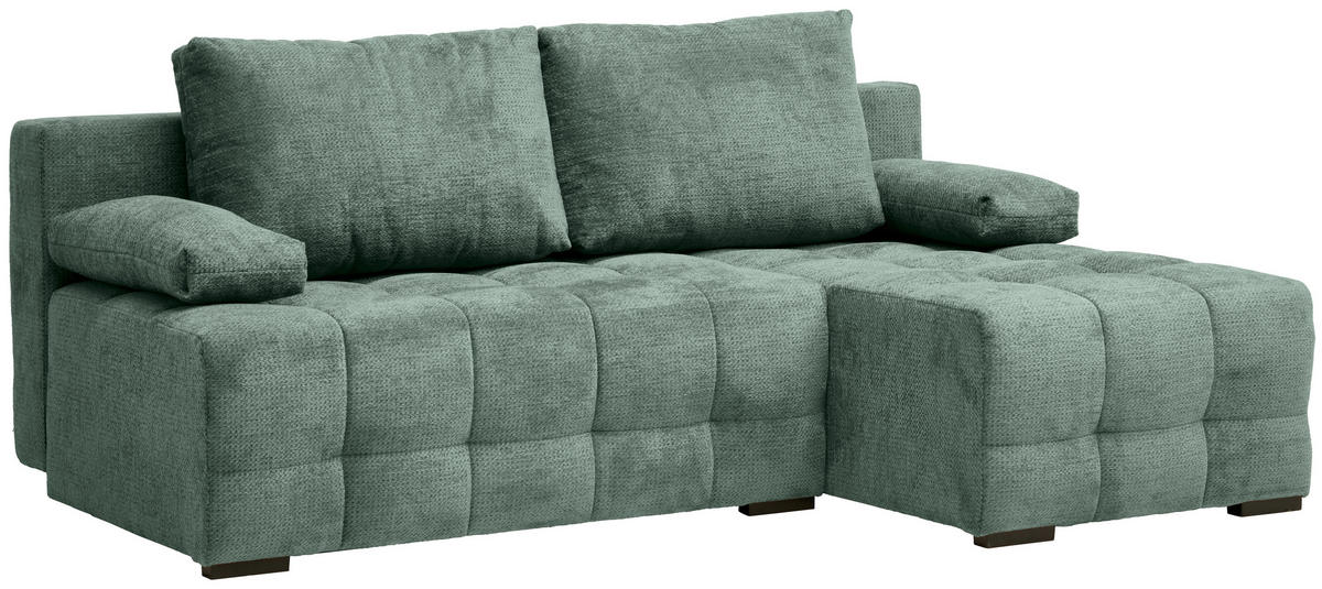 ECKSOFA Dunkelgrün Chenille  - Dunkelgrün/Schwarz, MODERN, Kunststoff/Textil (204/145cm) - home24