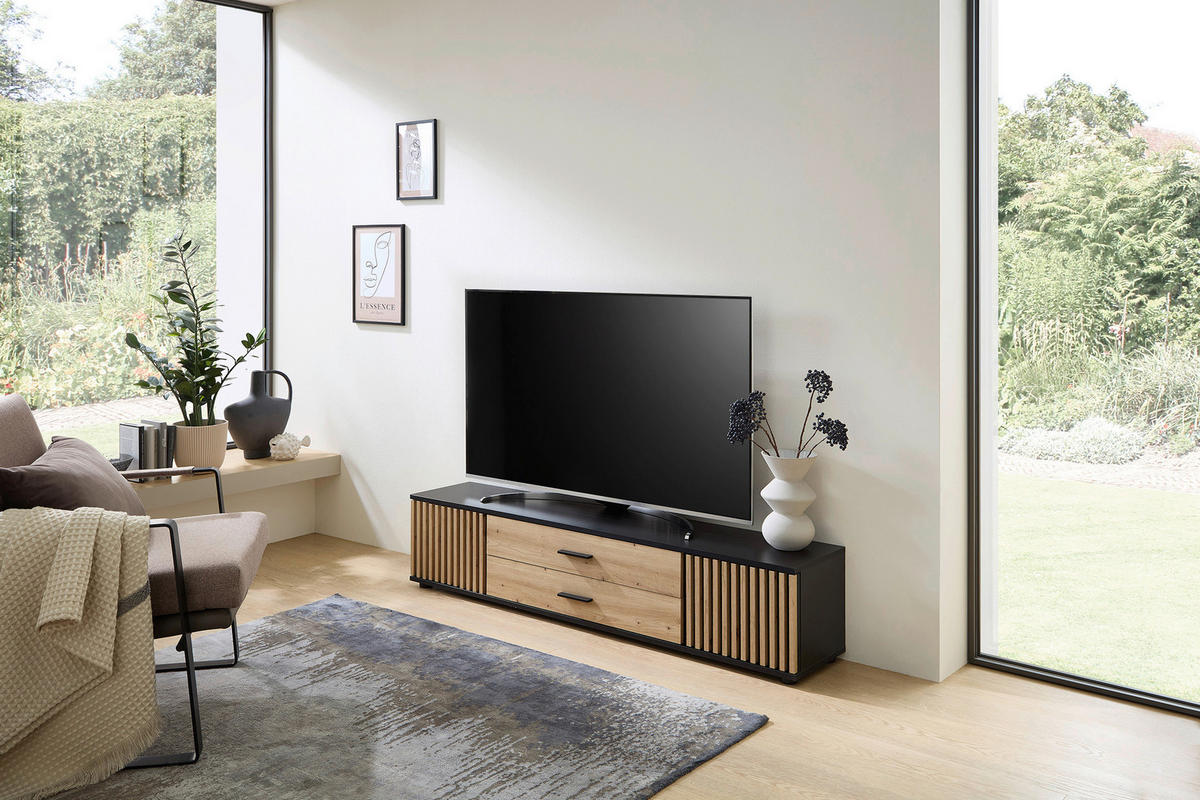 LOWBOARD  in 180/30/30 cm  - Schwarz/Eiche Artisan, Design, Holzwerkstoff/Kunststoff (180/30/30cm) - Boxxx