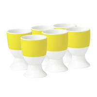 EIERBECHERSET Keramik Porzellan 6-teilig  - Gelb/Weiß, Basics, Keramik (16,5/7/11cm) - Van Well