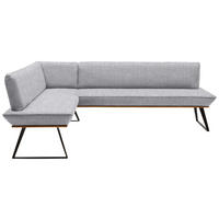 ECKBANK in Holz, Metall, Textil Schwarz, Eichefarben, Hellgrau  - Eichefarben/Hellgrau, Design, Holz/Textil (163/223cm) - Voleo