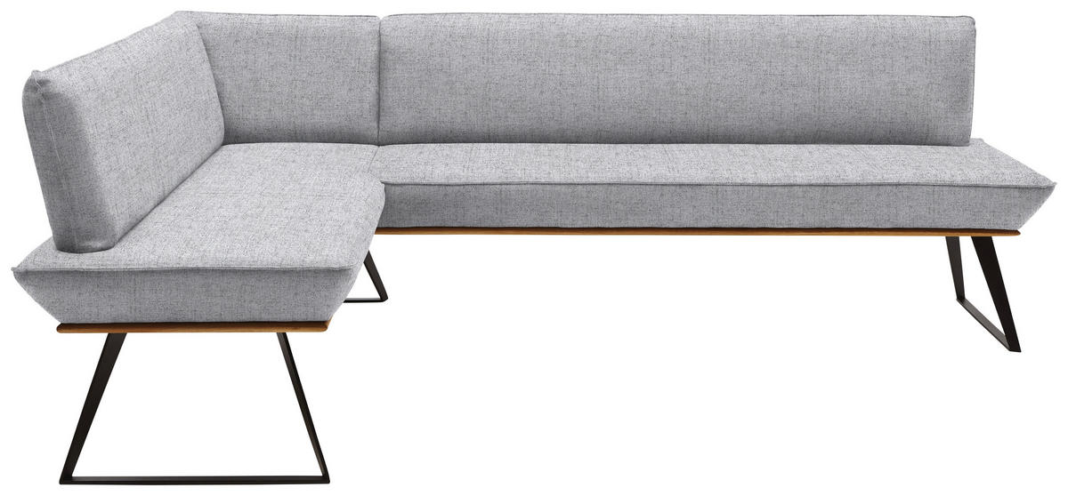 ECKBANK in Holz, Metall, Textil Schwarz, Eichefarben, Hellgrau  - Eichefarben/Hellgrau, Design, Holz/Textil (163/223cm) - Voleo