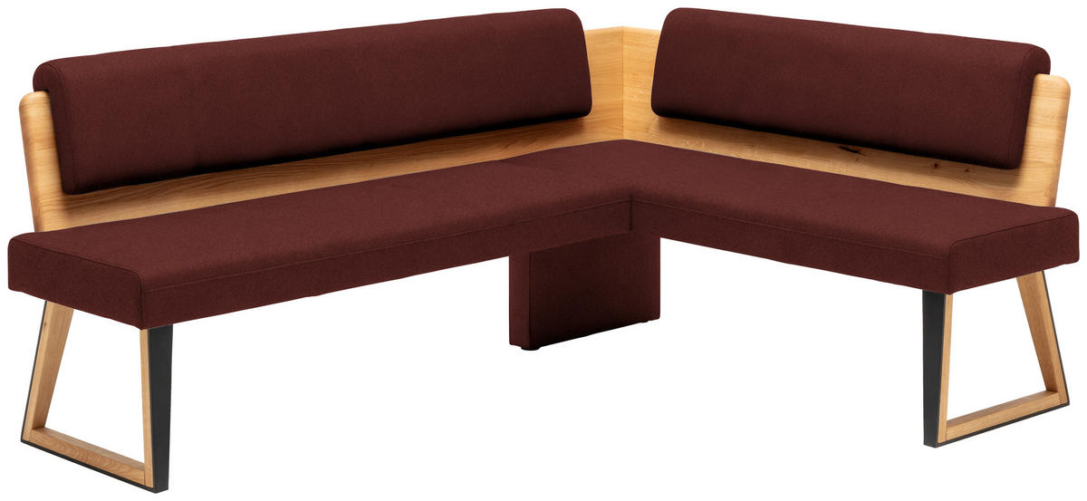 ECKBANK 215/165 cm  in Rot, Wildeiche  - Wildeiche/Rot, Design, Holz/Textil (215/165cm) - Venda