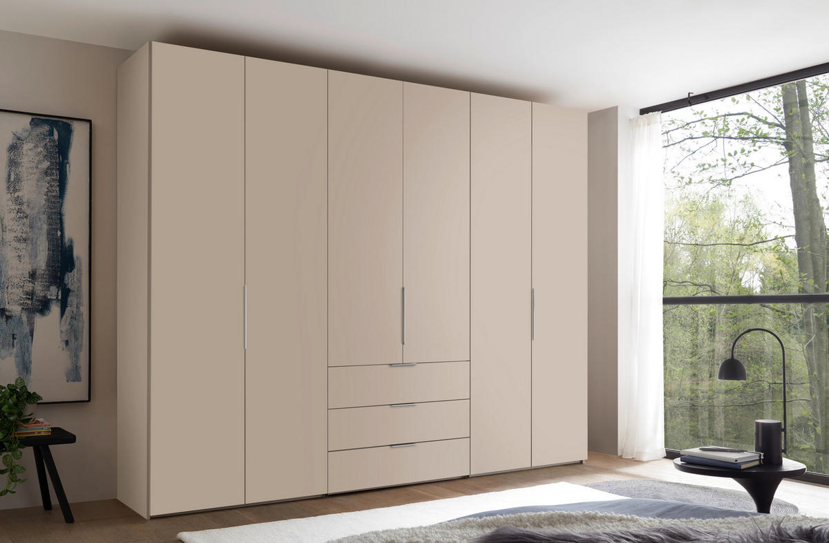 DREHTÜRENSCHRANK inkl. Zubehör 298/222/63 cm,  in Elfenbein, 6-türig  - Elfenbein/Alufarben, Design, Holzwerkstoff/Metall (298/222/63cm) - Dieter Knoll