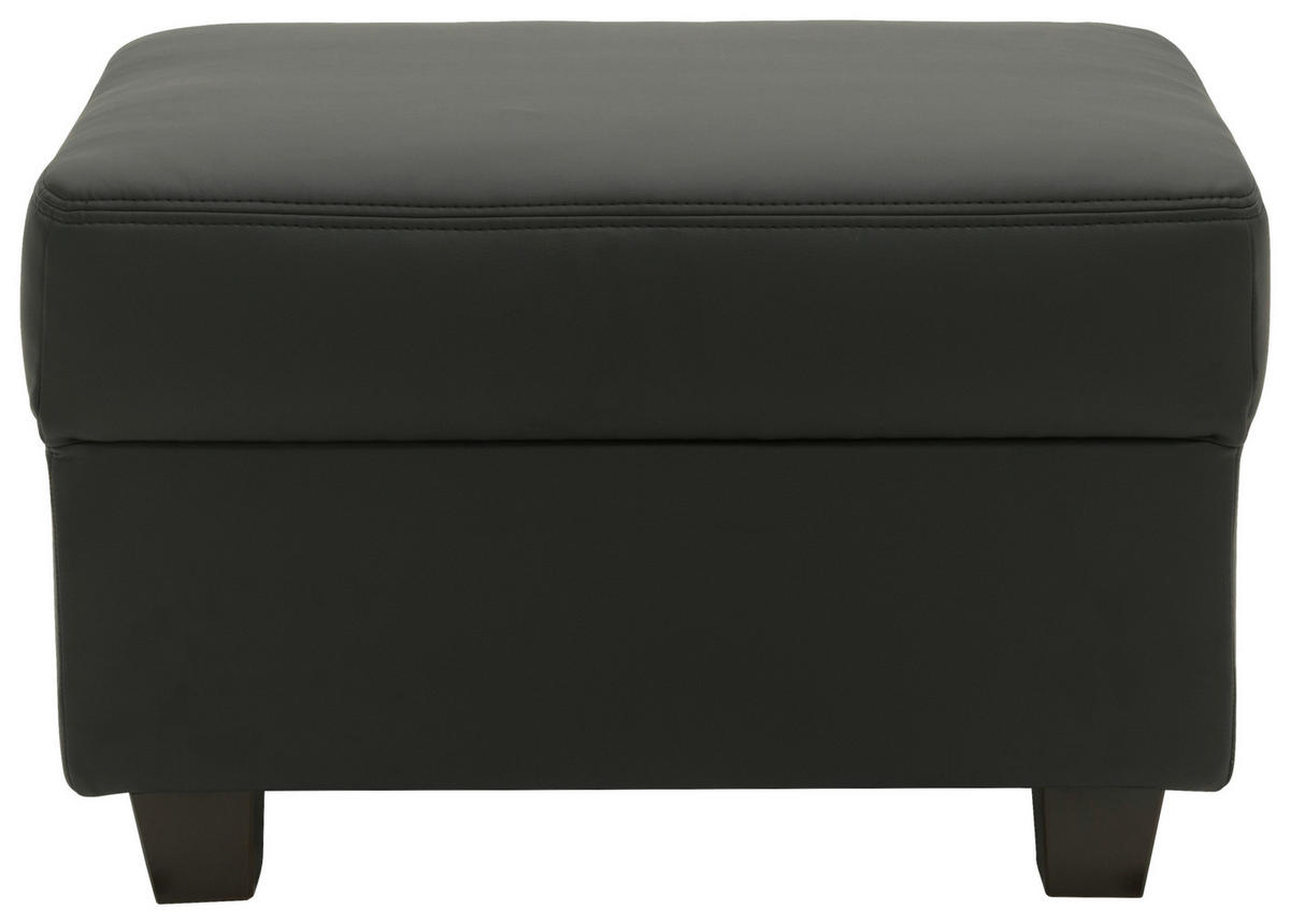 HOCKER Lederlook Schwarz  - Wengefarben/Schwarz, Design, Holz/Textil (67/41/52cm) - MID.YOU