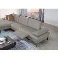 ECKSOFA in Echtleder Hellgrau  - Hellgrau/Schwarz, Design, Leder/Metall (157/325cm) - Dieter Knoll