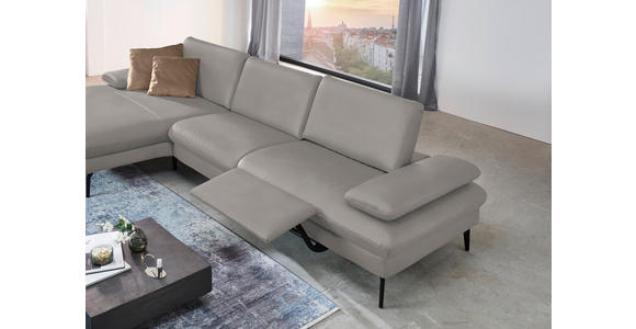 ECKSOFA in Echtleder Hellgrau 157/325 cm - Hellgrau/Schwarz, Design, Leder/Metall (157/325cm) - Dieter Knoll