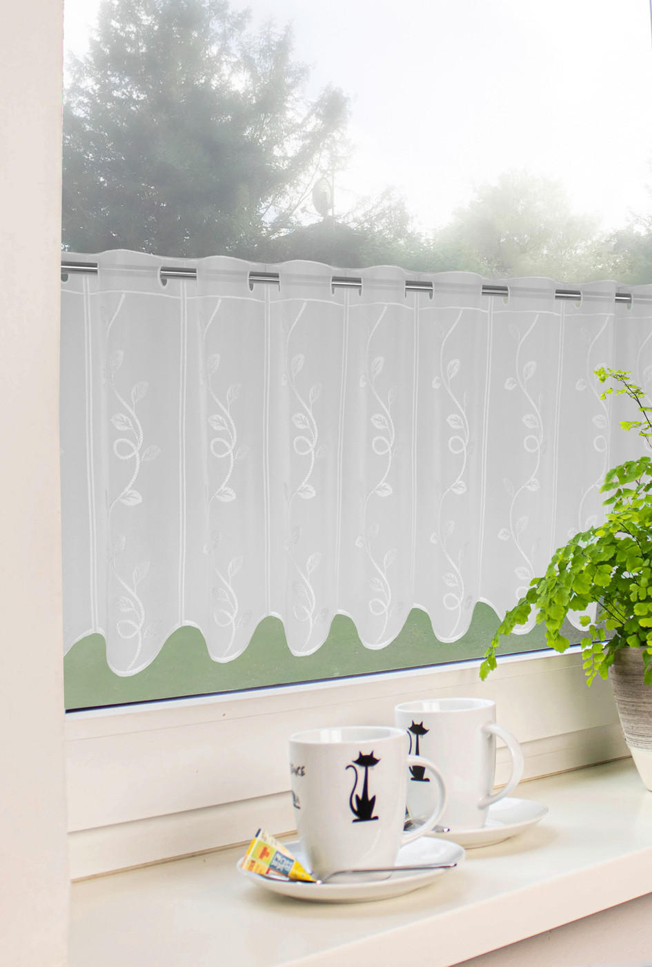 KURZGARDINE   150/30 cm   - Weiß, KONVENTIONELL, Textil (150/30cm)