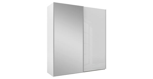 SCHWEBETÜRENSCHRANK 200/223/69 cm 2-türig Weiß - Alufarben/Weiß, KONVENTIONELL, Glas/Holzwerkstoff (200/223/69cm) - Novel