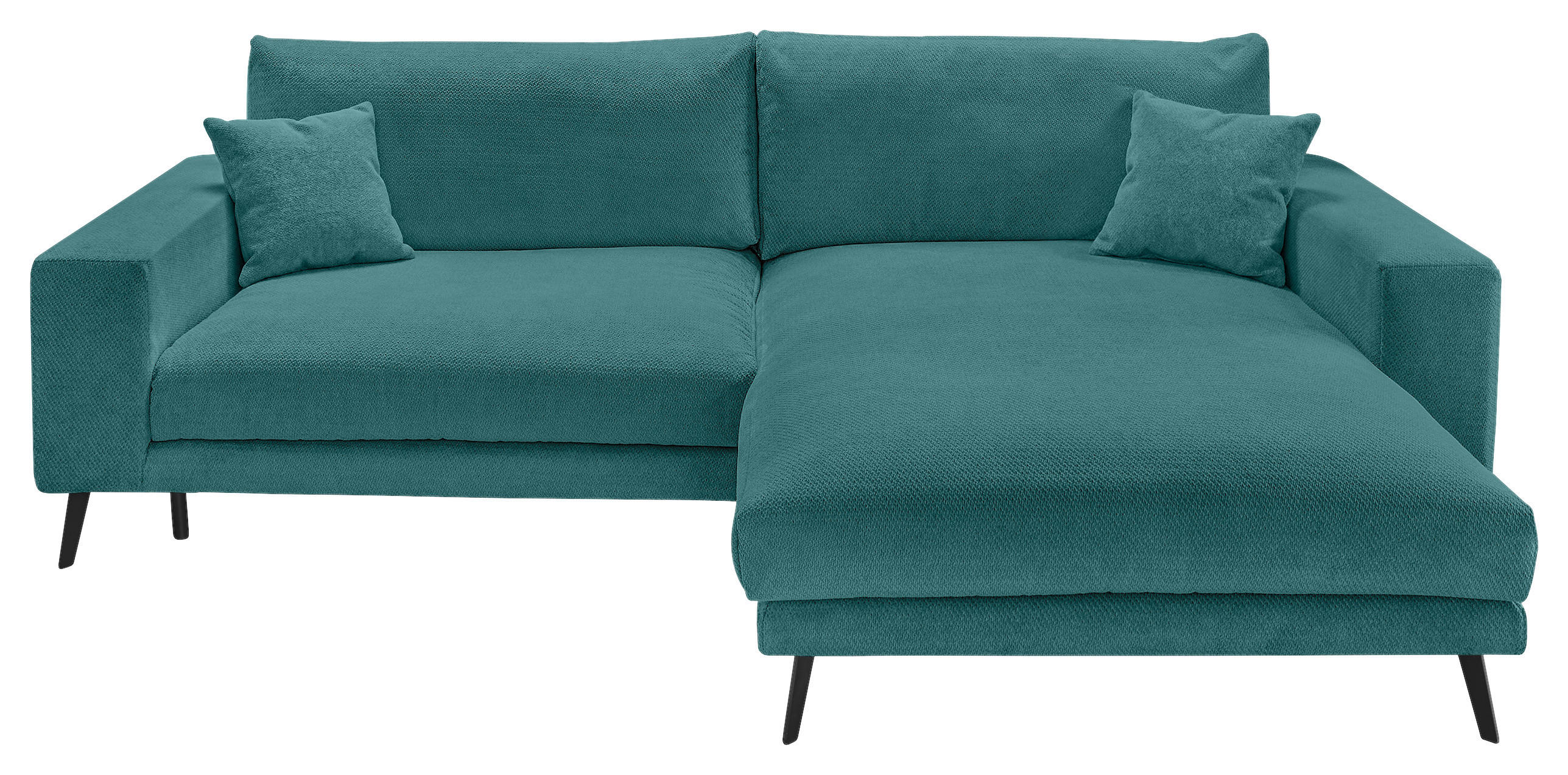 ECKSOFA Petrol Webstoff  - Petrol/Schwarz, KONVENTIONELL, Textil/Metall (269/195cm) - SetOne by Musterring