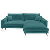 ECKSOFA Petrol Webstoff  - Petrol/Schwarz, KONVENTIONELL, Textil/Metall (269/195cm) - SetOne by Musterring