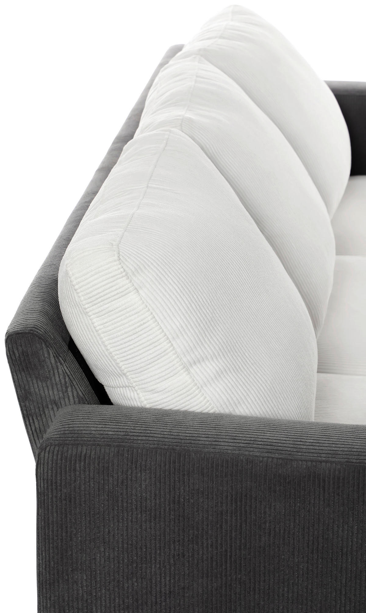 ECKSOFA Weiß Cord  - Dunkelgrau/Schwarz, Design, Kunststoff/Textil (198/135cm) - P & B
