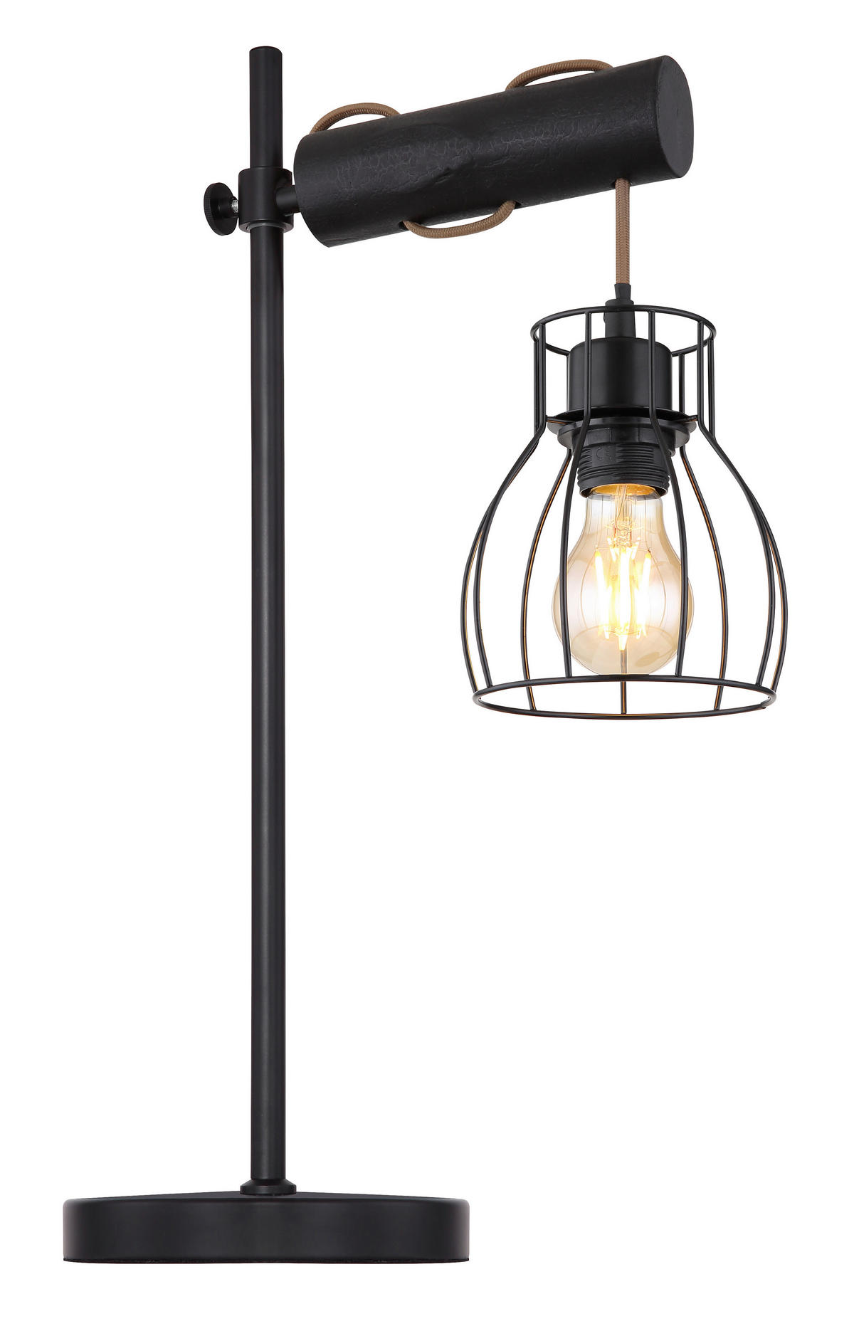 STOLNÍ LAMPA, E27, 33/18/55 cm - černá, Basics, kov/dřevo (33/18/55cm) - Globo