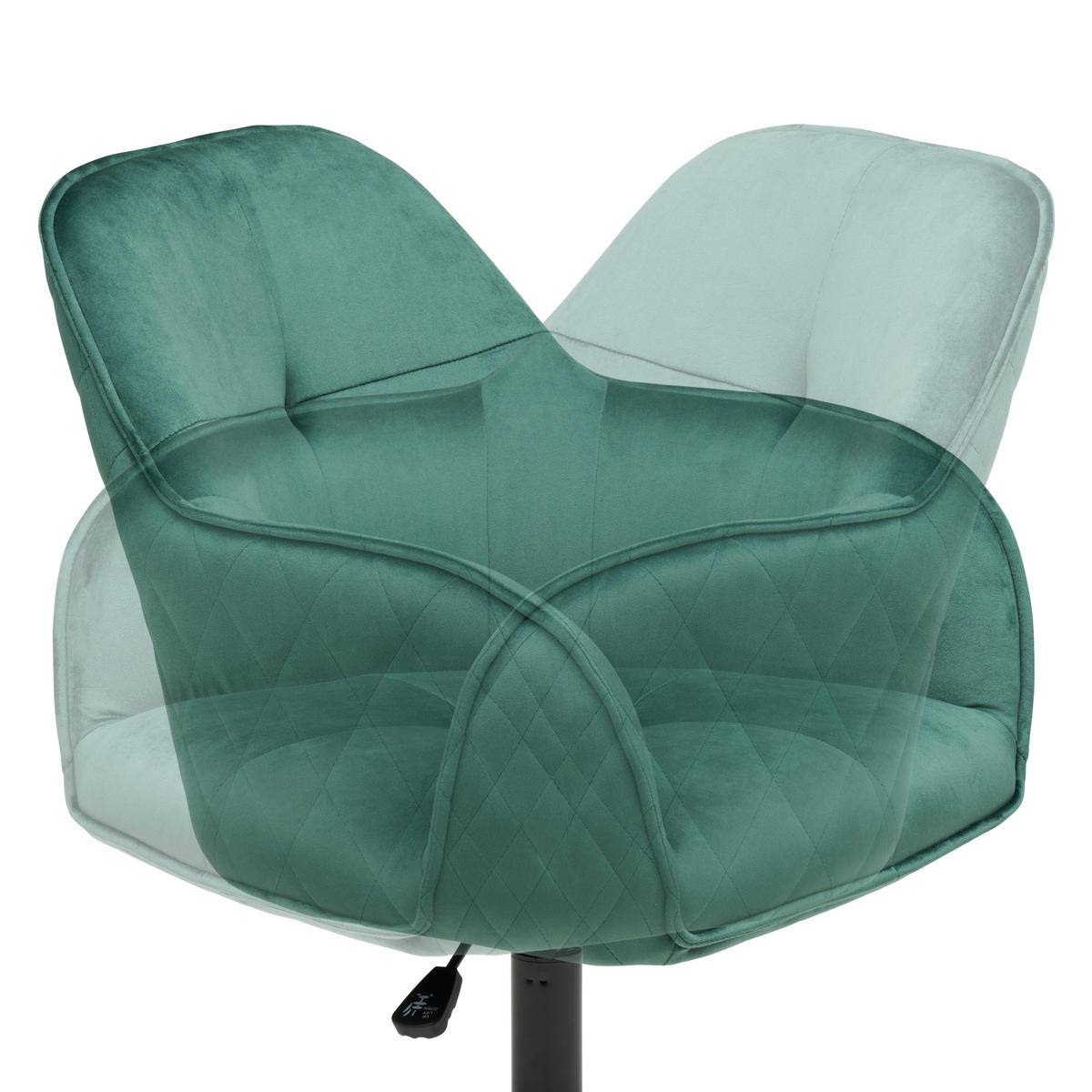 DREHSTUHL Samt Grün, Schwarz  - Schwarz/Grün, MODERN, Kunststoff/Textil (58/82/90/62cm) - MID.YOU