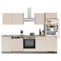 KÜCHENBLOCK 280 cm   in Anthrazit, Creme  - Edelstahlfarben/Eichefarben, KONVENTIONELL, Holzwerkstoff/Metall (280cm) - Welnova