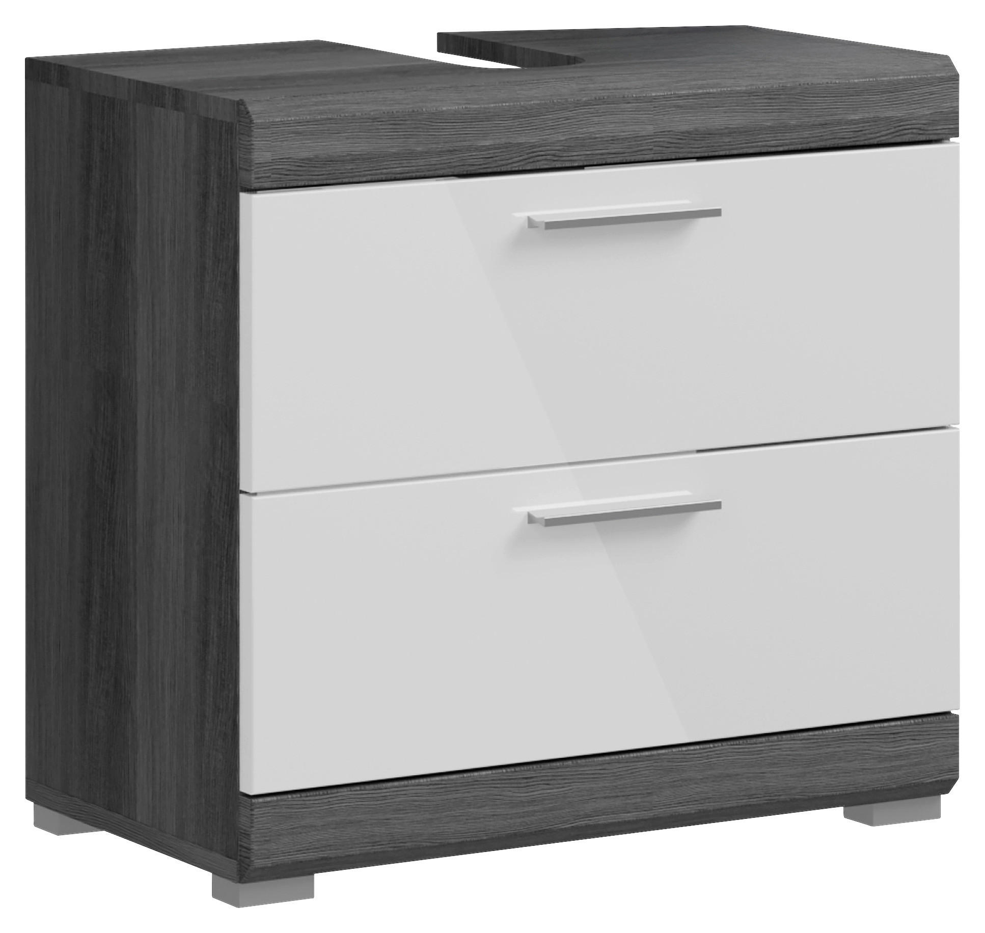 WASCHBECKENUNTERSCHRANK 60/56/34 cm  - Chromfarben/Weiß Hochglanz, MODERN, Holzwerkstoff/Kunststoff (60/56/34cm) - MID.YOU