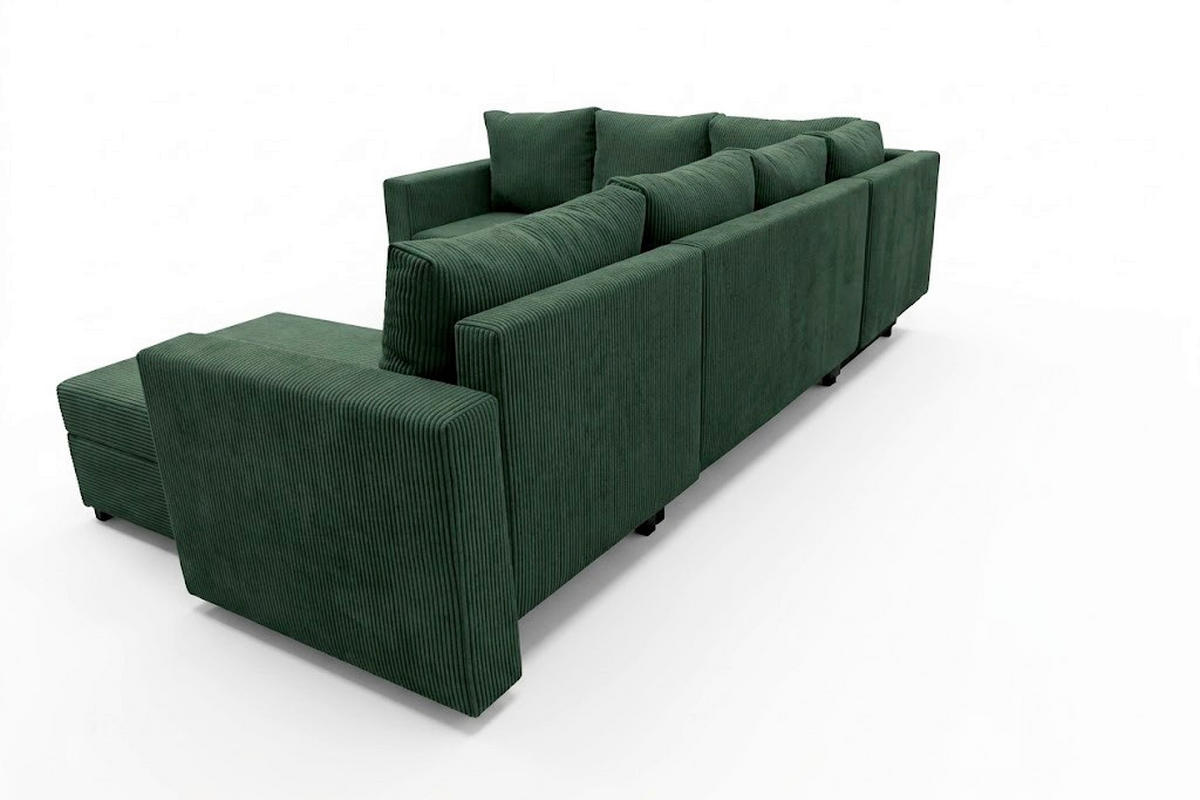 WOHNLANDSCHAFT Cord Grün  - Schwarz/Grün, Design, Kunststoff/Textil (223/304/156cm) - P & B