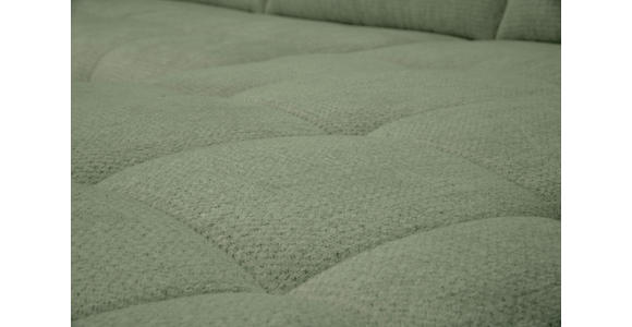 ECKSOFA Salbeigrün Chenille Armlehnenkissen, Rücken echt, Sitztiefenverstellung  - Salbeigrün/Schwarz, KONVENTIONELL, Textil/Metall (313/215cm) - Hom`in