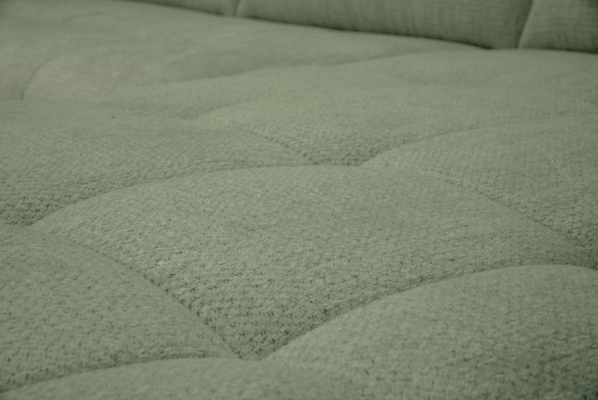 ECKSOFA Salbeigrün Chenille Armlehnenkissen, Rücken echt, Sitztiefenverstellung  - Salbeigrün/Schwarz, KONVENTIONELL, Textil/Metall (313/215cm) - Hom`in