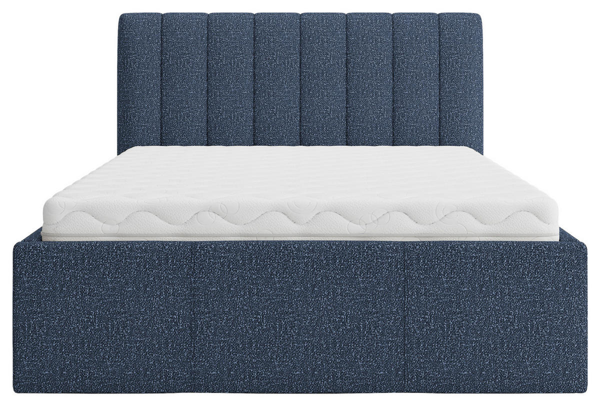 STOPPAD SÄNG 140/200 cm  i mörkblå  - mörkblå, Trend, trä/textil (140/200cm) - Best Price