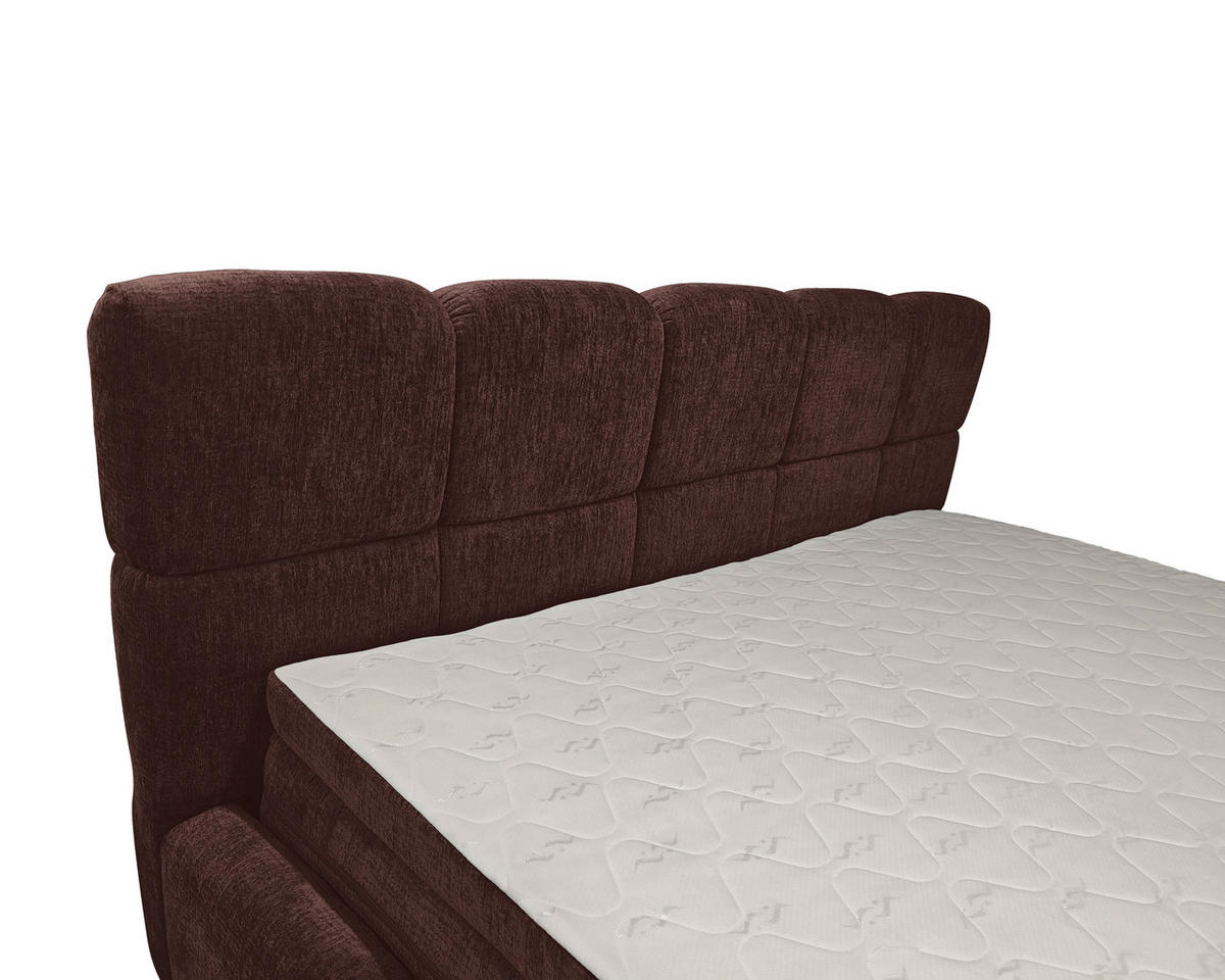 POLSTERBETT 120/200 cm,  in Bordeaux, Matratze, Bettkasten, H3 = fest  - Bordeaux/Schwarz, Trend, Kunststoff/Textil (120/200cm)