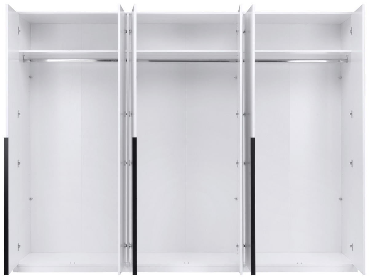 DREHTÜRENSCHRANK 276/211/53 cm,  in Weiß, 6-türig  - Schwarz/Weiß, MODERN, Holzwerkstoff/Metall (276/211/53cm) - MID.YOU