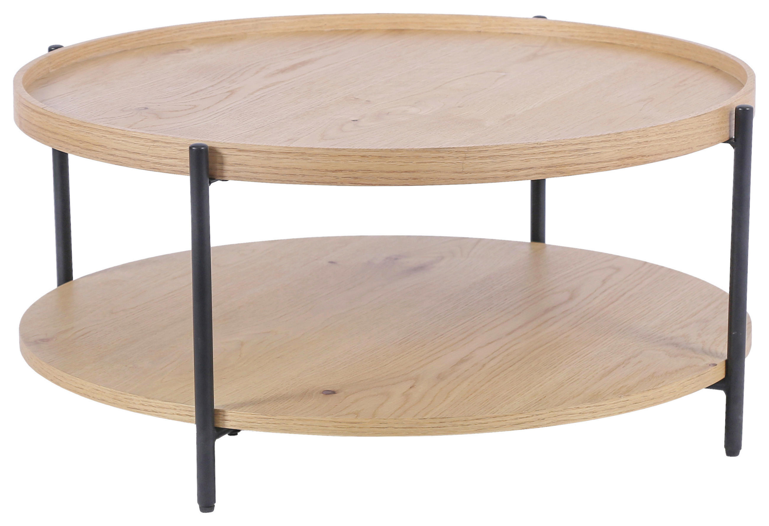 COUCHTISCH in Holz, Metall, Holzwerkstoff 84/84/38 cm  - Eichefarben/Schwarz, Natur, Holz/Holzwerkstoff (84/84/38cm) - Stylife